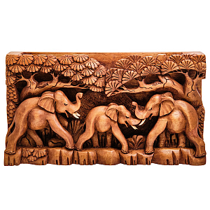 Панно из дерева слоны Panel With Animals