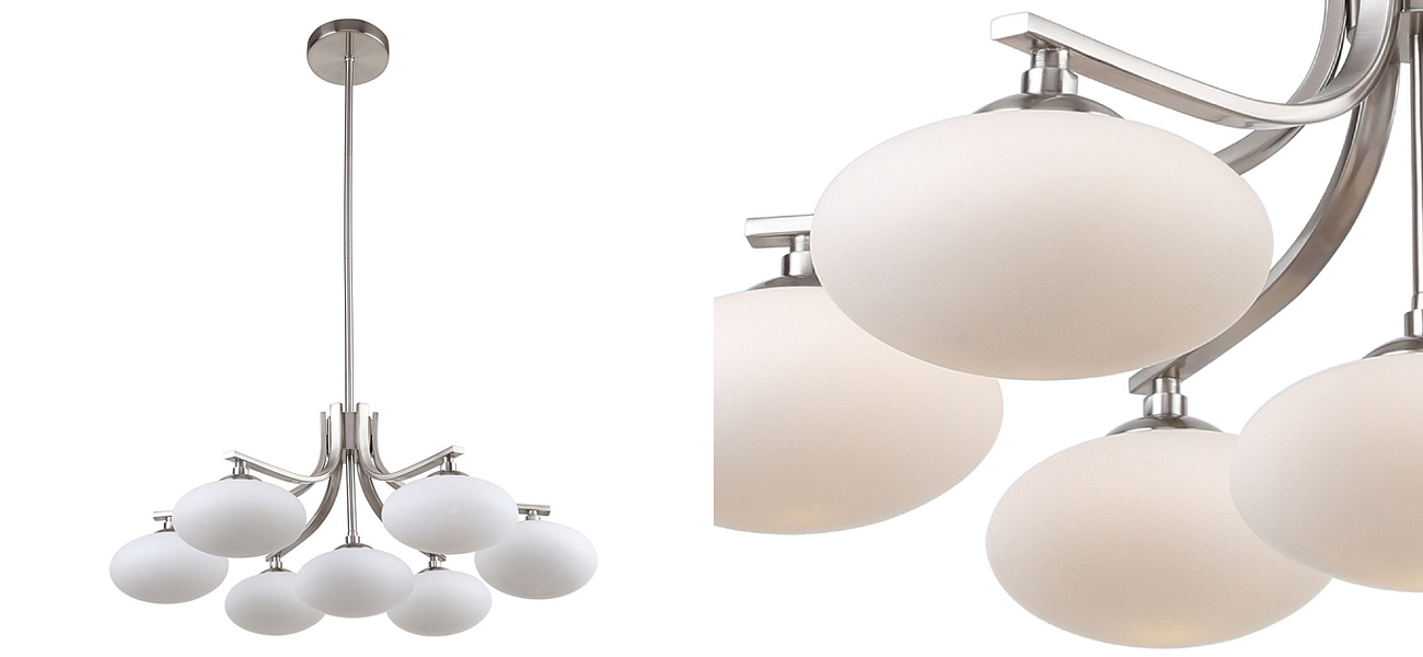 Люстра с овальными белыми плафонами Mushrooms Lamp Люстра с овальными белыми плафонами Mushrooms Lamp - Loft-Concept во Владивостоке