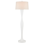 Торшер белый с тканевым абажуром на деревянном основании Graceful Silhouette варинант исполнения - 3 | Loft Concept во Владивостоке