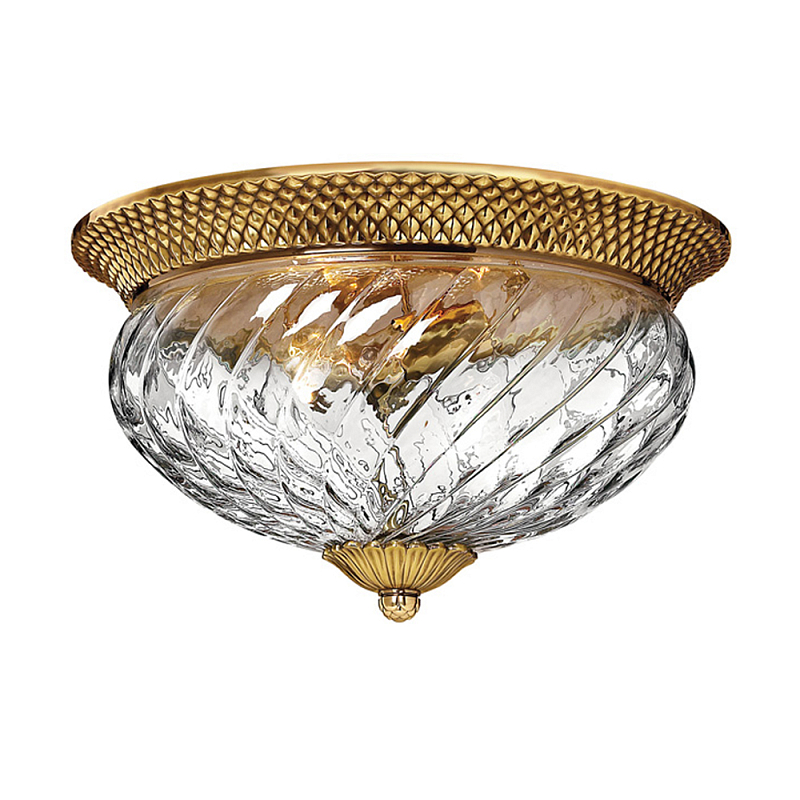 Потолочный светильник цвета латунь с прозрачным рифленым плафоном в форме чаши Hinkley Латунь Прозрачное Стекло во Владивостоке | Loft Concept 
