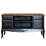 ТВ-тумба черная из массива березы с 4-мя ящиками и 2-мя полками в стиле прованс Vintage  варинант исполнения - 1 | Loft Concept во Владивостоке