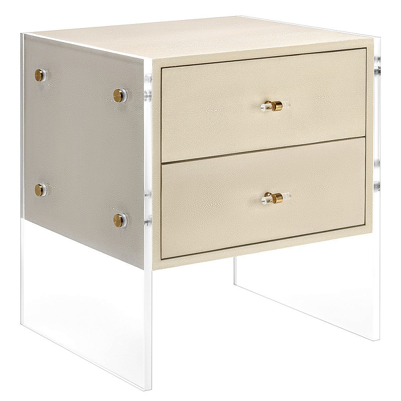 Прикроватная тумба с 2-мя ящиками на прозрачных боковых ножках Stingray Bedside table Бежевый Серый Графит Прикроватная тумба с 2-мя ящиками на прозрачных боковых ножках Stingray Bedside table Бежевый Серый Графит во Владивостоке | Loft Concept