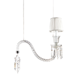 Подвесной светильник с белым текстильным абажуром и изогнутым хрустальным основанием с подвесками Lustre Reverie варинант исполнения - 1 | Loft Concept во Владивостоке