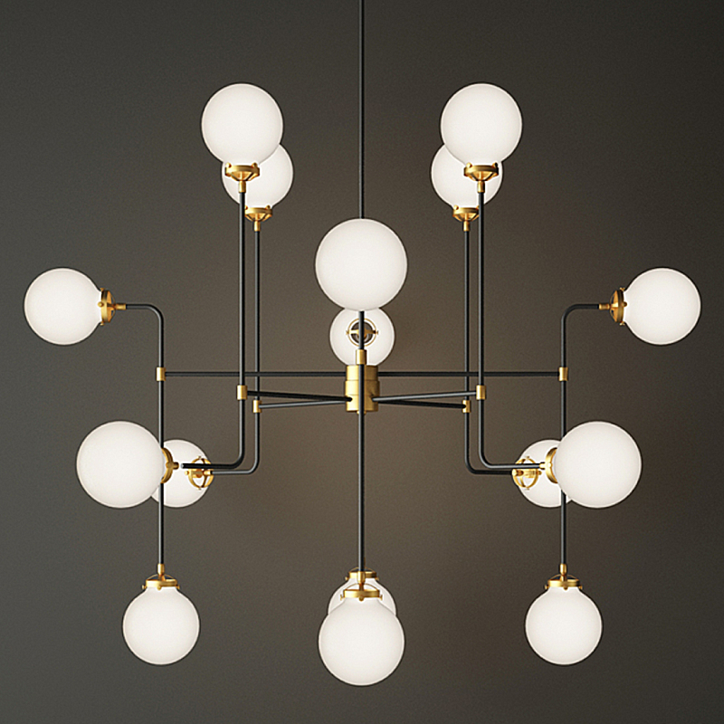 Люстра БИСТРО Globe Clear Glass Chandelier 16 Milk Черный во Владивостоке | Loft Concept 