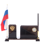 Настольный письменный набор с часами из природного камня обсидиана For the Deputy варинант исполнения - 1 | Loft Concept во Владивостоке