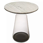 Кофейный столик с прозрачным основанием и столешницей с мраморным узором Transparent Base варинант исполнения - 1 | Loft Concept во Владивостоке