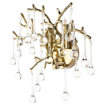 Бра в форме ветвей деревьев золотого цвета с прозрачными подвесками-каплями Droplet Bra варинант исполнения - 1 | Loft Concept во Владивостоке