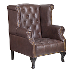 Кресло из натуральной кожи на 4-х деревянных ножках из массива бука Thomas Armchair brown варинант исполнения - 1 | Loft Concept во Владивостоке