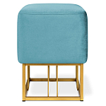 Пуф квадратный голубой велюр на золотом металлическом основании Celeste Blue варинант исполнения - 2 | Loft Concept во Владивостоке