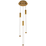 Подвесной светильник с 3-мя плафонами Cateline Brass Trio Tube Hanging Lamp варинант исполнения - 2 | Loft Concept во Владивостоке