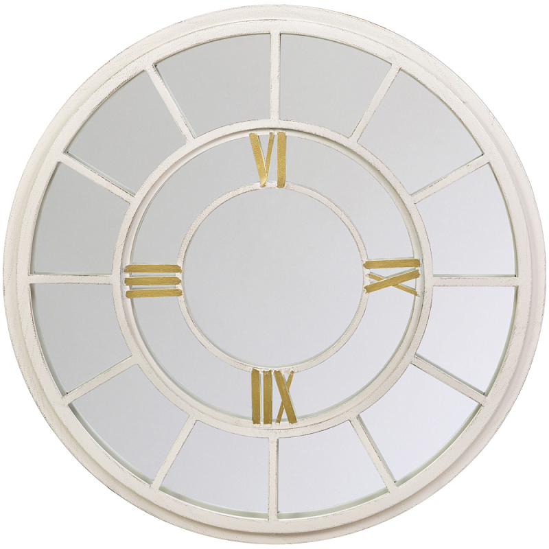 Зеркало настенное в белой металлической раме в виде часов Mirror Tower Clock Белый Зеркало Зеркало настенное в белой металлической раме в виде часов Mirror Tower Clock Белый Зеркало во Владивостоке | Loft Concept