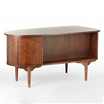 Дизайнерский письменный стол округлой формы с 4-мя ящиками и дверкой с полочками Rili варинант исполнения - 1 | Loft Concept во Владивостоке