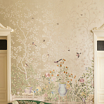 Обои ручная роспись Temple Newsam White Gold gilded silk варинант исполнения - 3 | Loft Concept во Владивостоке