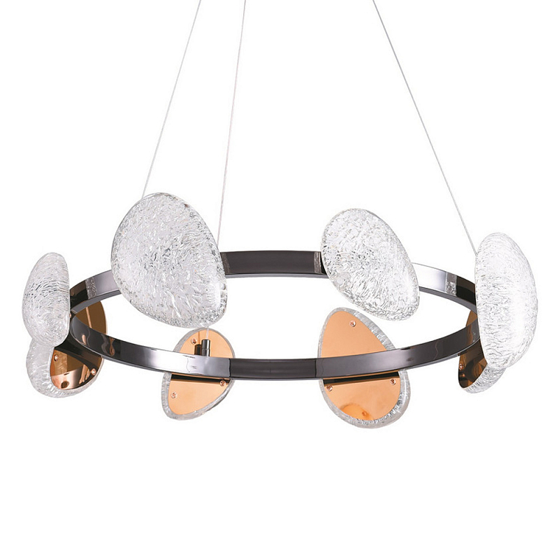 Люстра подвесная круглая с овальными плафонами Iona chandelier Черный Прозрачный во Владивостоке | Loft Concept 