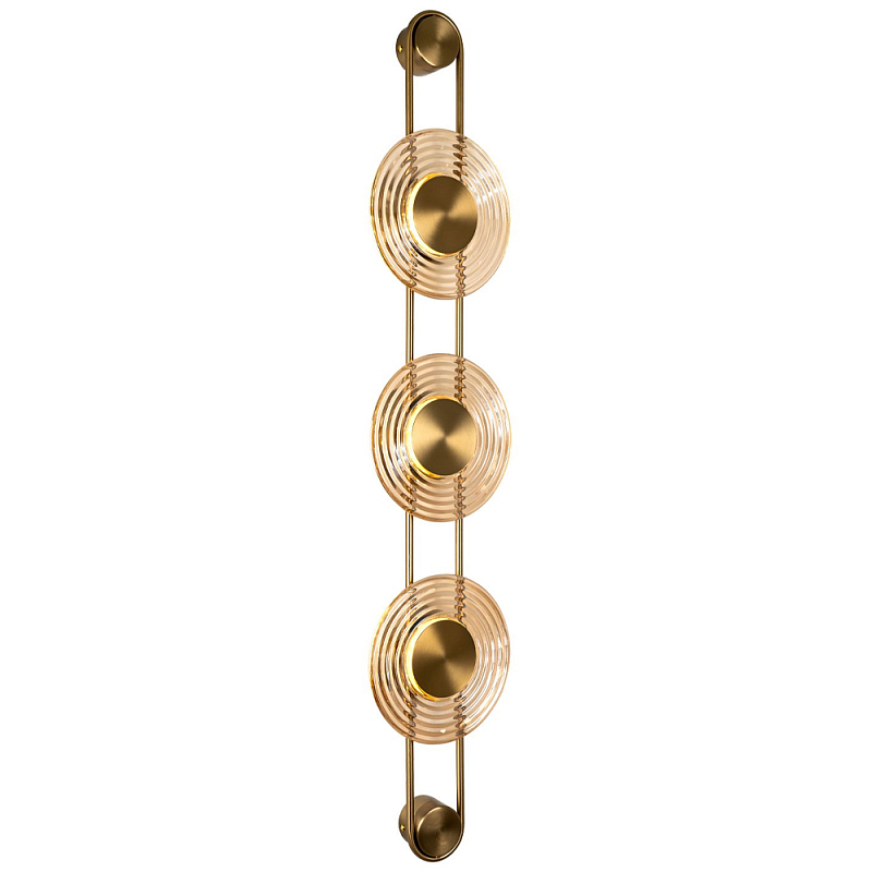 Бра со стеклянными плафонами в форме дисков Savio Brown Glass Trio Disc Light Светло-коричневый Латунь Бра со стеклянными плафонами в форме дисков Savio Brown Glass Trio Disc Light Светло-коричневый Латунь во Владивостоке | Loft Concept