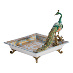 Блюдо квадратное с павлином на бронзовых ножках Eden Garden варинант исполнения - 2 | Loft Concept во Владивостоке