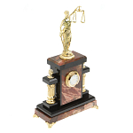 Часы настольные бронзовые из натурального камня Яшма с декором в виде Фемиды Themis Stone Clock варинант исполнения - 2 | Loft Concept во Владивостоке