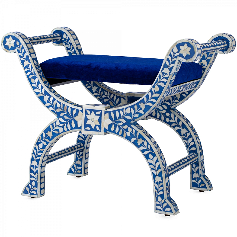 Табурет отделка кость голубой BONE INLAY Jenny Stool Синий ivory ( слоновая кость ) Табурет отделка кость голубой BONE INLAY Jenny Stool Синий ivory ( слоновая кость ) во Владивостоке | Loft Concept