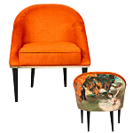 Кресло из натурального бука оранжевое с цветным принтом Impressionism in Art варинант исполнения - 2 | Loft Concept во Владивостоке