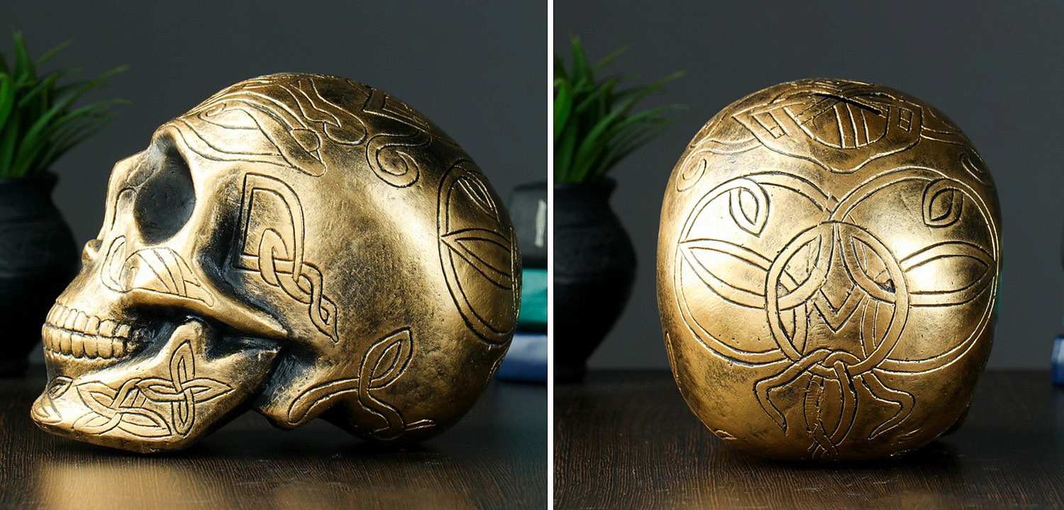 Статуэтка Golden Skull with Pattern Статуэтка Golden Skull with Pattern - Loft-Concept во Владивостоке