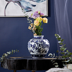 Ваза округлой формы с бело-синим цветочным орнаментом Blue & White Ornament  варинант исполнения - 2 | Loft Concept во Владивостоке