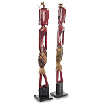 Комплект из 2-х деревянных статуэток Asmat Tall Red Statuettes варинант исполнения - 2 | Loft Concept во Владивостоке