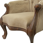 Кресло с мягкой обивкой из светло-коричневого велюра на 4-х деревянных ножках Evelyn Classical Armchair варинант исполнения - 4 | Loft Concept во Владивостоке