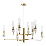 Люстра с 8-ю плафонами в форме стеклянных трубок и мраморных декоративных элементов Montreal варинант исполнения - 8 | Loft Concept во Владивостоке