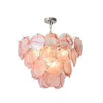 Люстра с каскадом из круглых розовых стеклянных дисков Pink Light Waterfall варинант исполнения - 3 | Loft Concept во Владивостоке