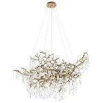Подвесная люстра в виде ветвей деревьев золотого цвета с прозрачными подвесками-каплями 10 и 14 ламп Droplet Chandelier варинант исполнения - 3 | Loft Concept во Владивостоке