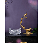 Чаша из прозрачного стекла на бронзовой подставке в виде павлина с рельефным хвостом Eden Garden варинант исполнения - 7 | Loft Concept во Владивостоке