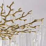 Люстра золотого цвета с декоративными ветками и длинными прозрачными стеклянными подвесами в форме сосулек Droplet Chandelier варинант исполнения - 7 | Loft Concept во Владивостоке