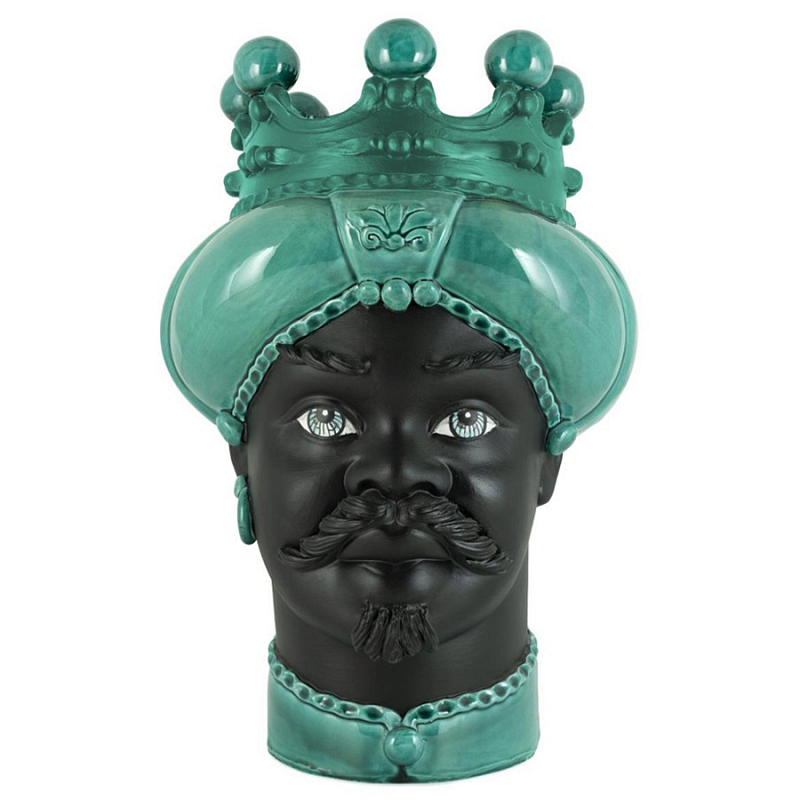 Ваза Vase Moro Man Crown Dark Malachite Черный Малахит Ваза Vase Moro Man Crown Dark Malachite Черный Малахит во Владивостоке | Loft Concept