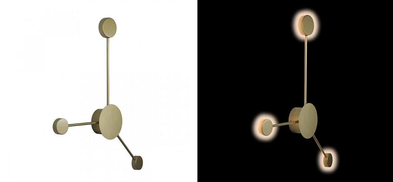 Бра Лофт Vibia Pin Wall Light 3 плафона Золотой матовый цвет Бра Лофт Vibia Pin Wall Light 3 плафона Золотой матовый цвет - Loft-Concept во Владивостоке