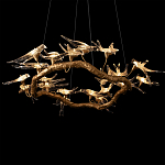 Люстра подвесная с прозрачными стеклянными птичками на ветвях Диаметр 100 см Serip Voa варинант исполнения - 9 | Loft Concept во Владивостоке