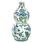 Ваза фигурная с сине-зелеными узорами распустившихся цветов Blossoming Spring варинант исполнения - 1 | Loft Concept во Владивостоке