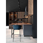 Комбинированный кухонный гарнитур сине-серого цвета с фасадом под дерево Benjamin Kitchen Set варинант исполнения - 5 | Loft Concept во Владивостоке