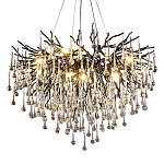 Люстра черная с прозрачными стеклянными подвесками в форме капель FAIRYTREE Light варинант исполнения - 3 | Loft Concept во Владивостоке