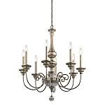 Люстра серебряного цвета с состаренным эффектом и декоративным подвесным шаром Kichler варинант исполнения - 1 | Loft Concept во Владивостоке