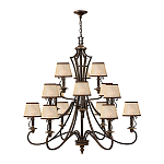 Люстра бронзового цвета с бежевыми абажурами из органзы в классическом стиле Hinkley варинант исполнения - 2 | Loft Concept во Владивостоке