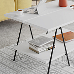 Стол журнальный с белой прямоугольной столешницей и полкой ESSEL WHITE варинант исполнения - 3 | Loft Concept во Владивостоке