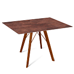 Стол обеденный с коричневой прямоугольной столешницей из керамики на четырех деревянных ножках Brown Ceramics варинант исполнения - 1 | Loft Concept во Владивостоке