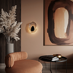 Бра с волнообразным стеклянным плафоном и вставкой из мрамора Liquid Stone варинант исполнения - 15 | Loft Concept во Владивостоке