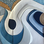 Арт-объект ручной работы Blue Abstraction из 4-х панелей варинант исполнения - 4 | Loft Concept во Владивостоке