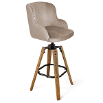 Барный стул со спинкой и подлокотниками на 4-х коричневых ножках Бежевый Велюр Ava Charm варинант исполнения - 1 | Loft Concept во Владивостоке