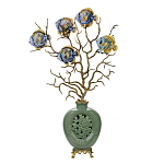 Ваза зеленая с бронзовыми ветвями и фарфоровыми рыбками Eden Garden варинант исполнения - 1 | Loft Concept во Владивостоке