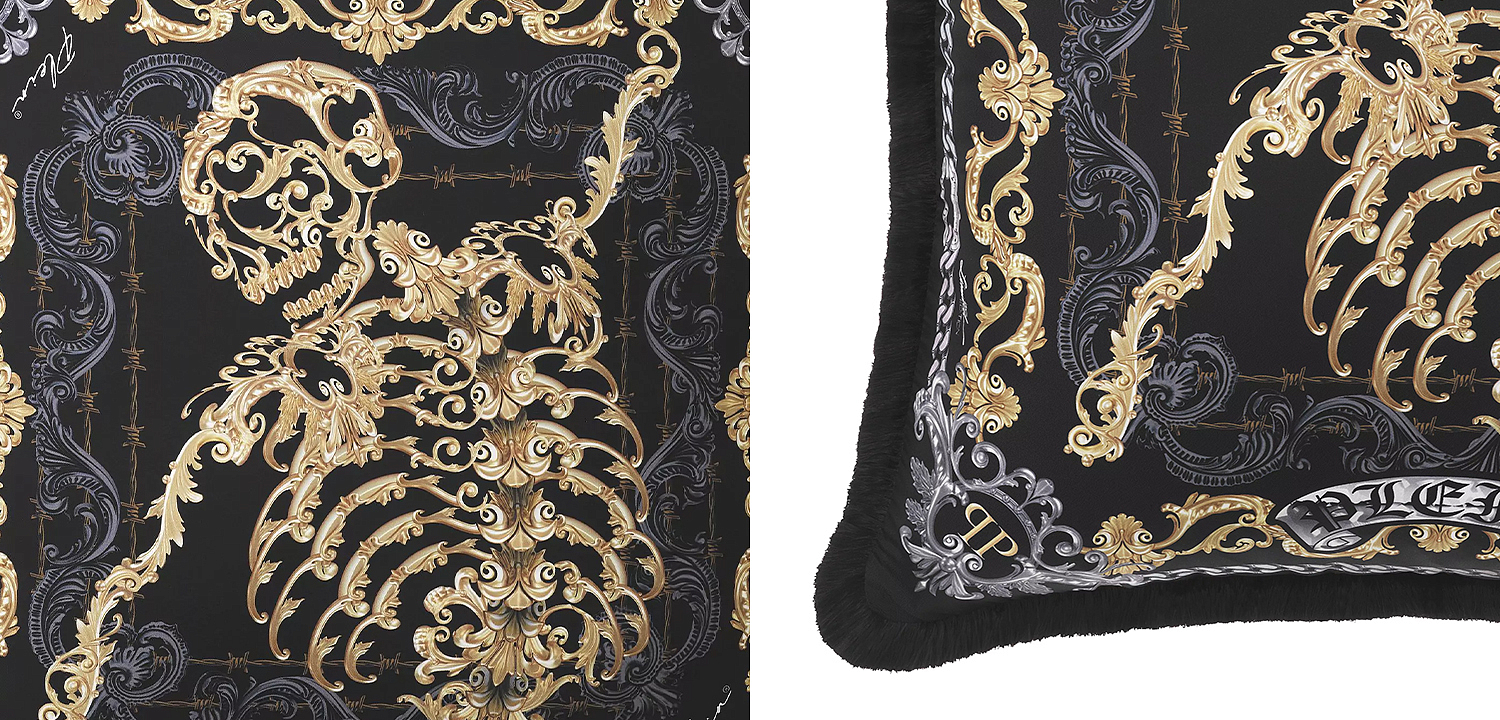 Подушка Philipp Plein Cushion Silk Skeleton 50 x 50 cm Подушка Philipp Plein Cushion Silk Skeleton 50 x 50 cm - Loft-Concept во Владивостоке