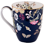 Кружка синяя из фарфора с рисунком цветов 400 мл Garden Whisper Porcelain Set  варинант исполнения - 1 | Loft Concept во Владивостоке