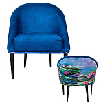 Кресло из натурального бука синее с цветочным принтом Impressionism in Art варинант исполнения - 2 | Loft Concept во Владивостоке