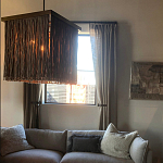 Люстра квадратная с бахромой и подвесом из деревянных бусин Psyche варинант исполнения - 3 | Loft Concept во Владивостоке